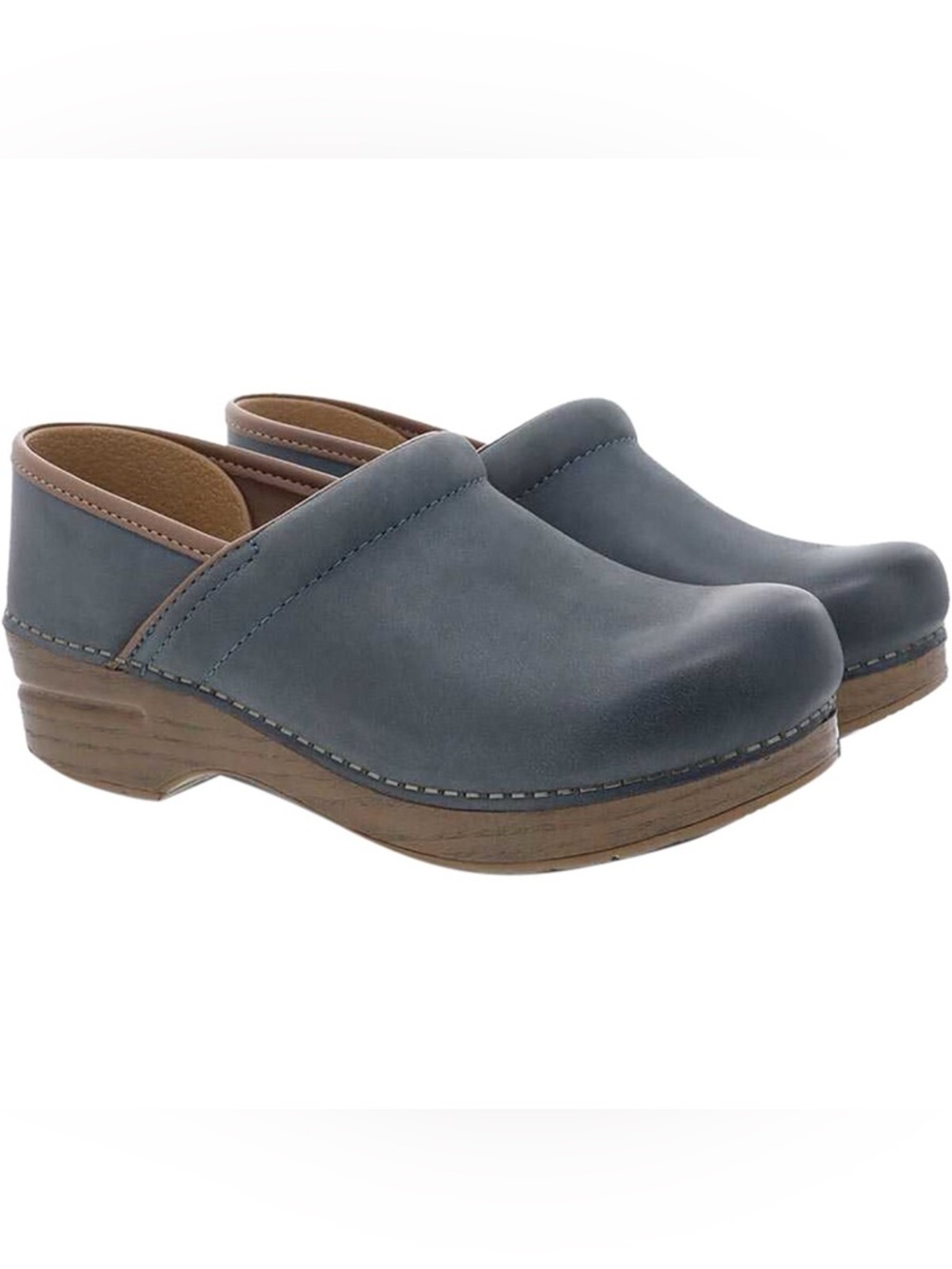 DANSKO PROFESSIONAL BURNISHED NUBUCK SUEDE CLOGS IN NAVY 37 6.5-7 US